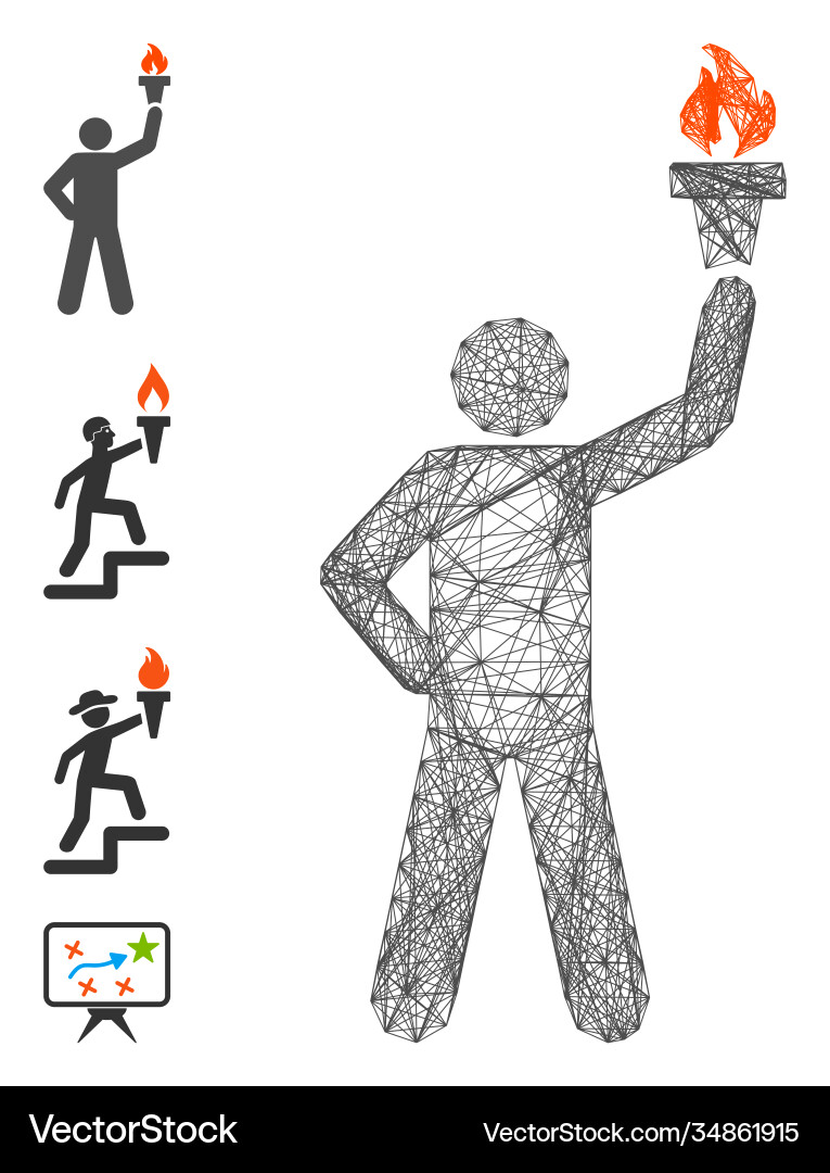 Network leader with freedom torch mesh Vector Image
