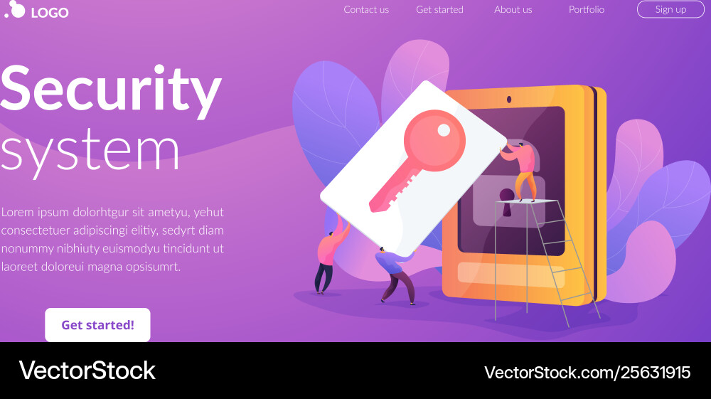 Security access card landing page template Security access card landing page template vector image