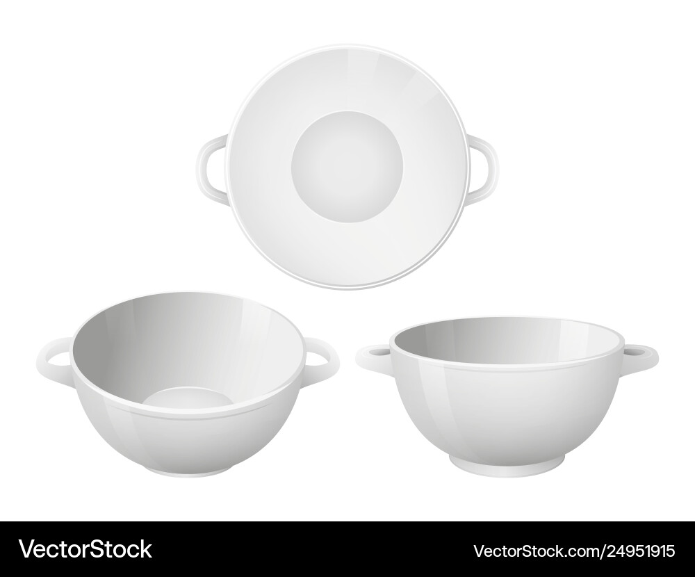Set empty soup plates realistic style Vector Image