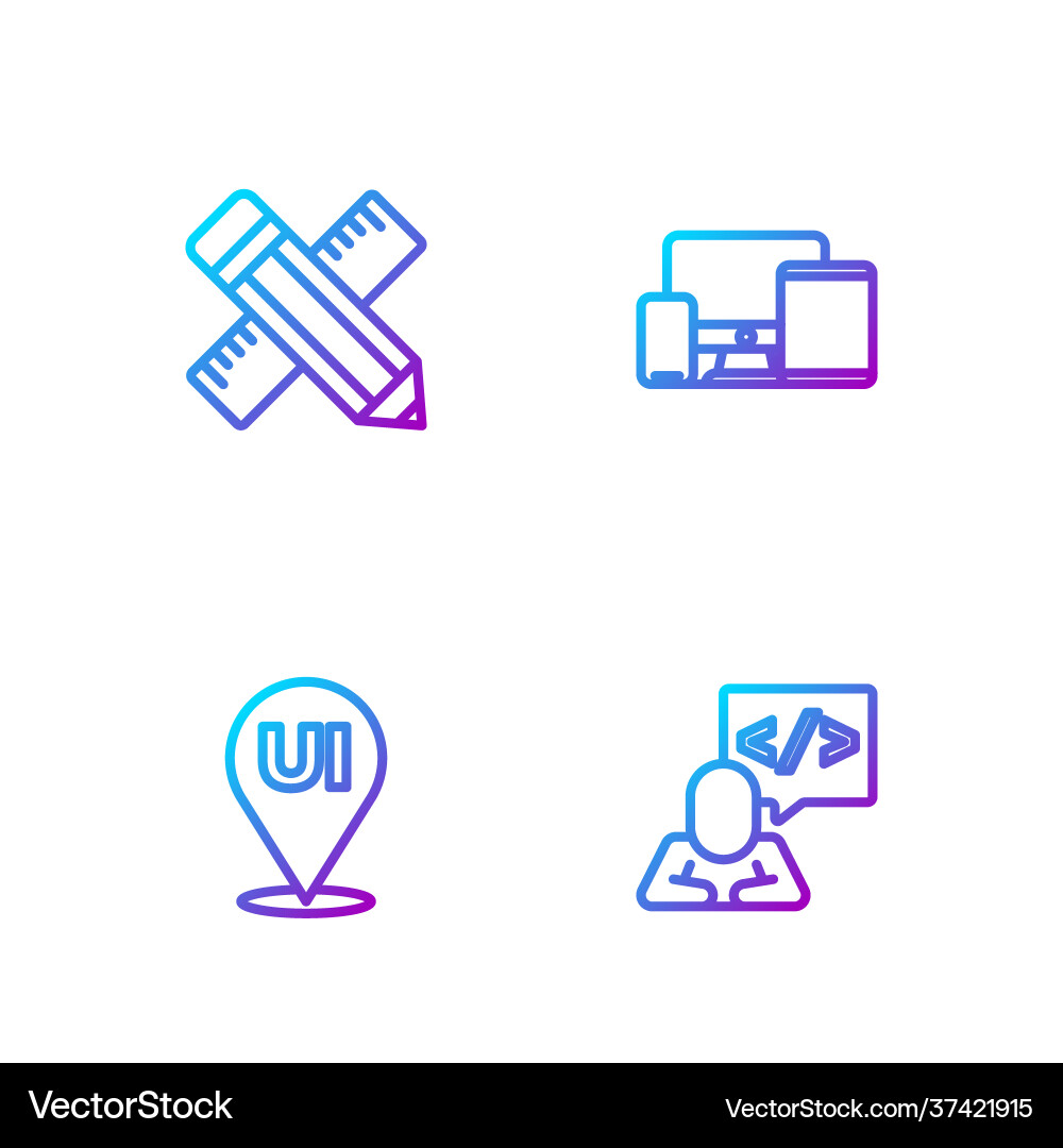 Set Line Front End Entwicklung ui oder ux design Set Line Front End Entwicklung ui oder ux design vektorbild