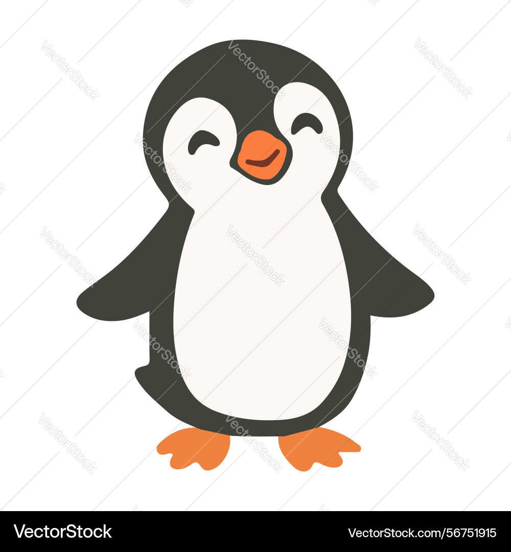 Smiling penguin doodle character design Vector Image