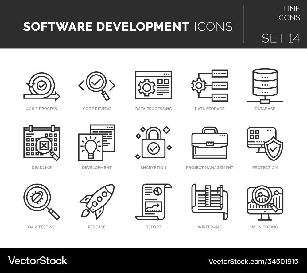 Software Development Icons Set Vector Image