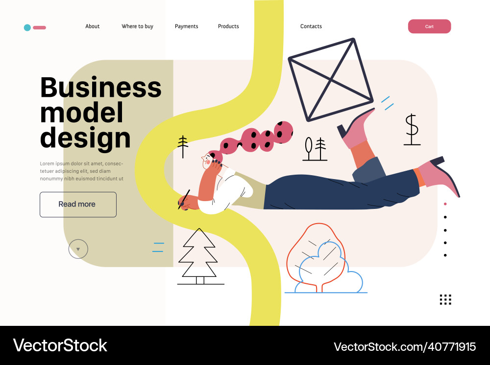 Startup website landing template Startup website landing template Vector Image