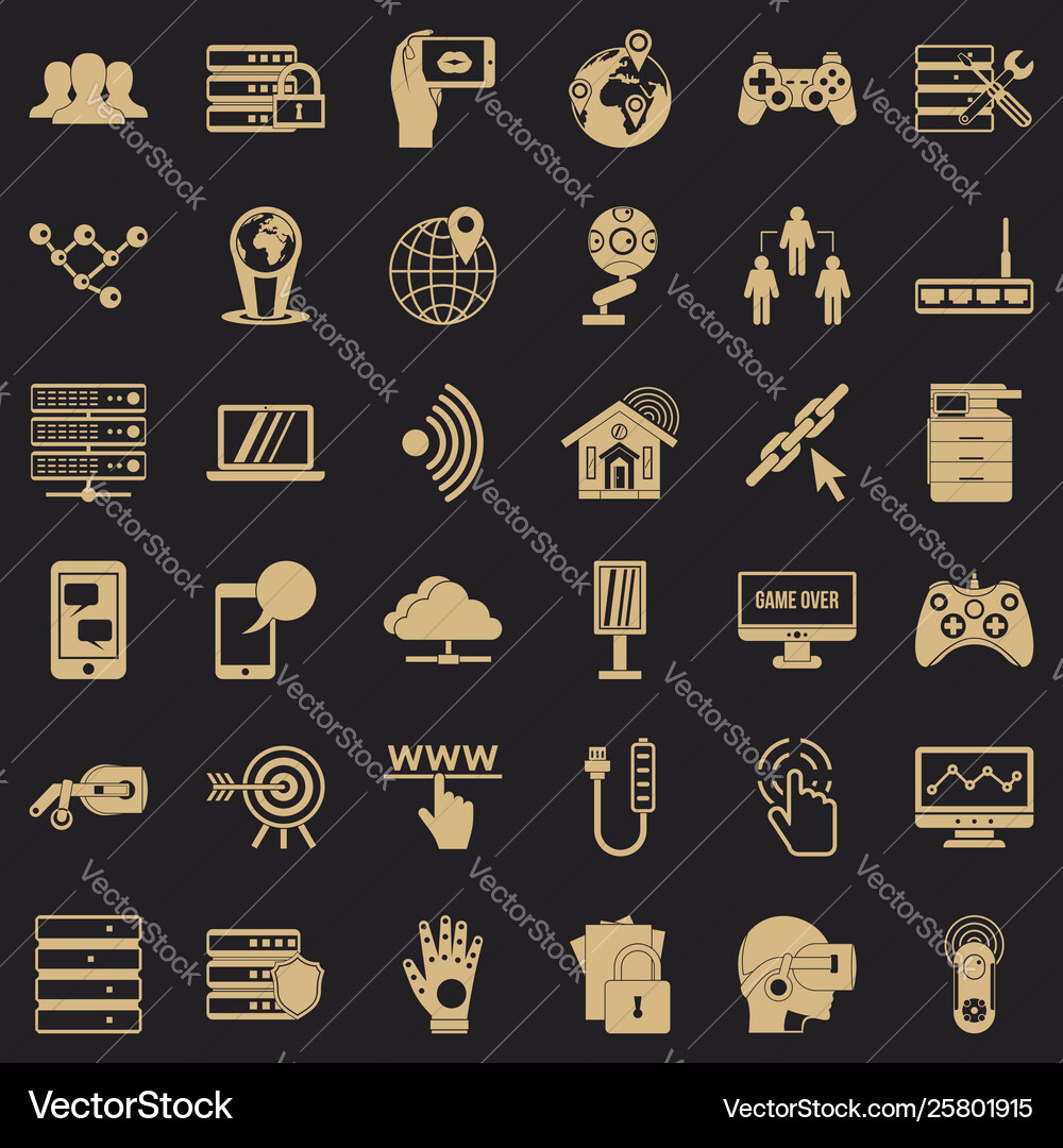 Television network icons set simple style Television network icons set simple style vector image