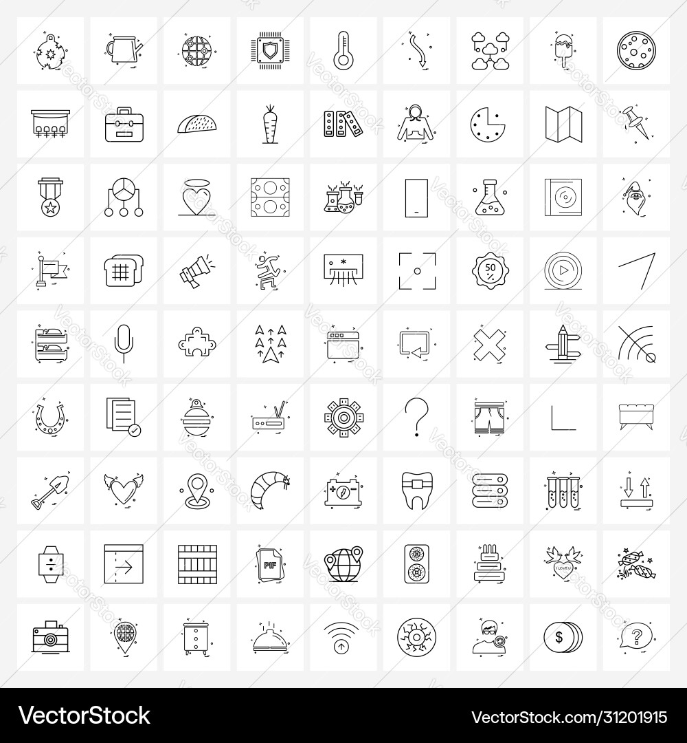 Ui set 81 basic line icons temperature vector image