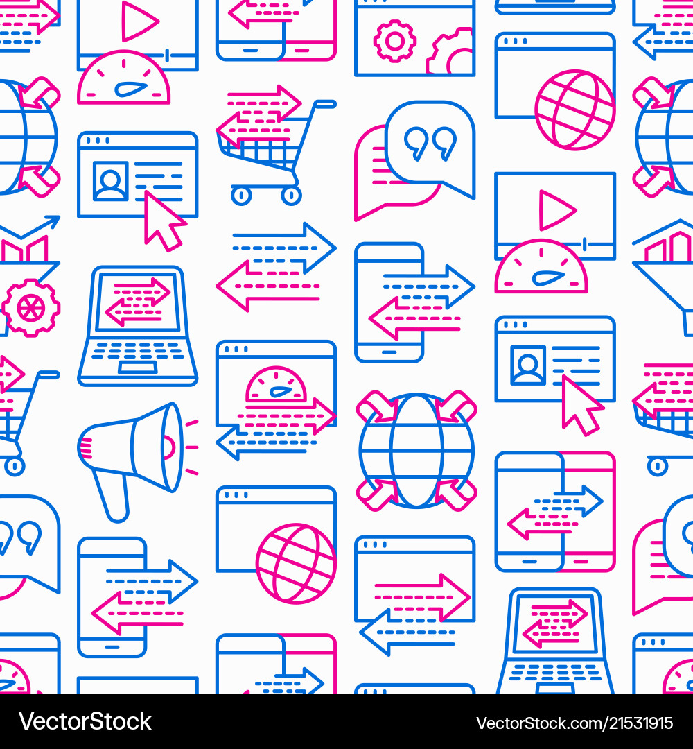 Web traffic seamless pattern with thin line icons Web traffic seamless pattern with thin line icons vector image