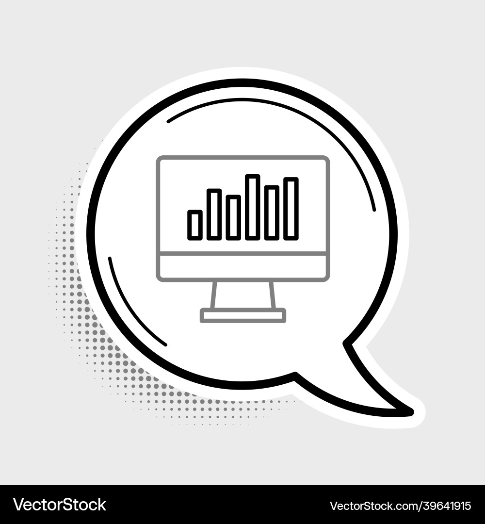 Zeilen-Computermonitor mit Diagramm-Diagramm-Symbol Zeilen-Computermonitor mit Diagramm-Diagramm-Symbol vektorbild