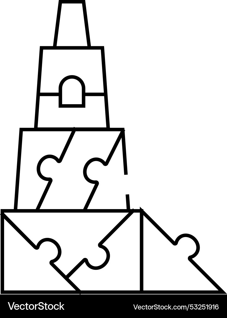 3d constructor and puzzle toy line icon vector image