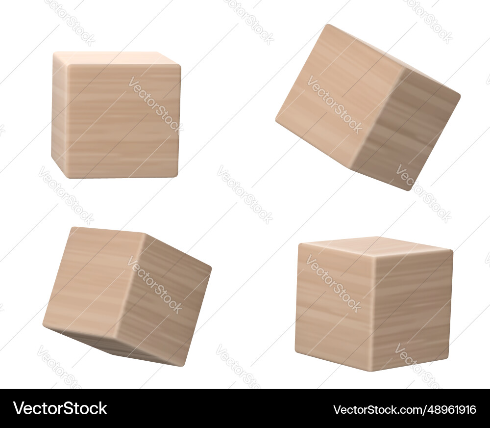 3d wood cube block realistic for word game 3d wood cube block realistic for word game vector image