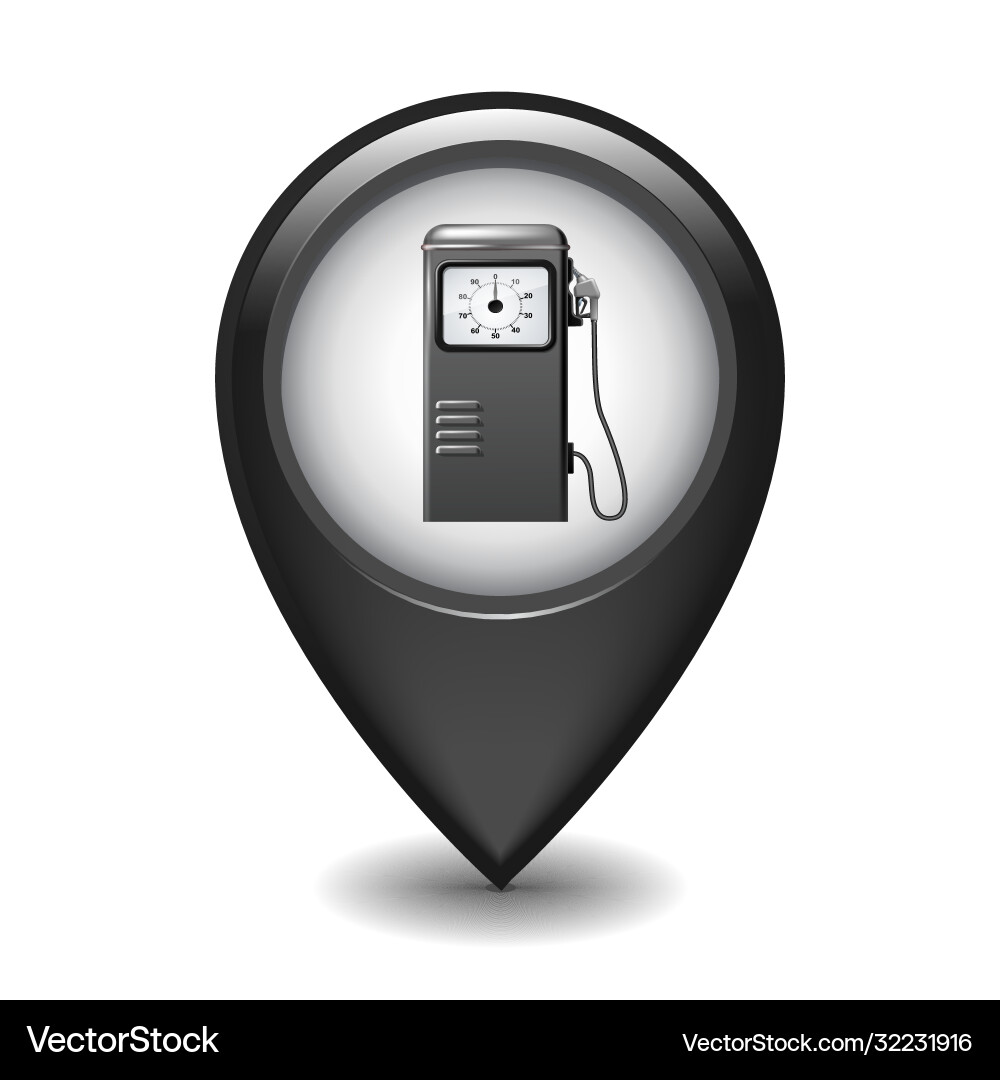 Black glossy style map pointer with gasoline Black glossy style map pointer with gasoline vector image