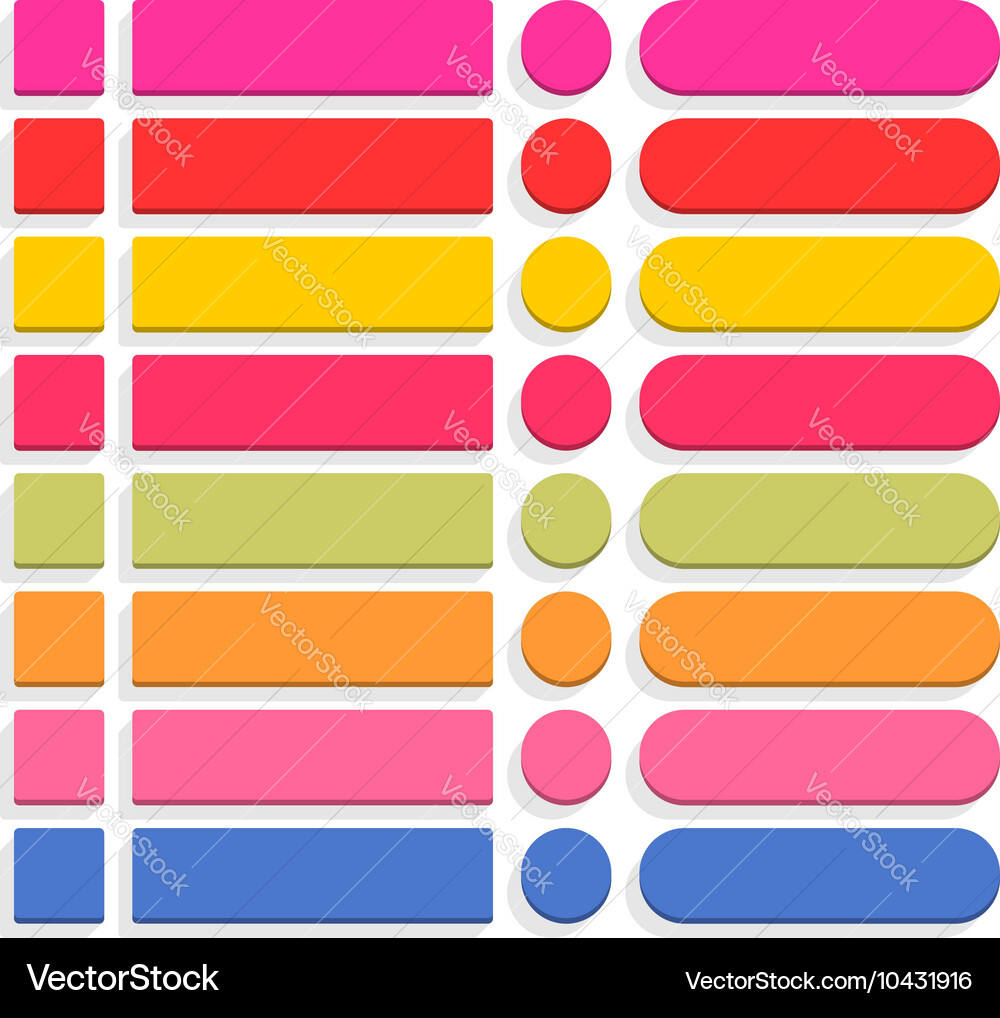 Flat blank web button internet icon set vector image