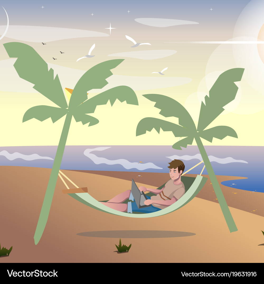 Freelancer summer vacation work – Royalty-Free Vector | VectorStock, image size:1000x1077