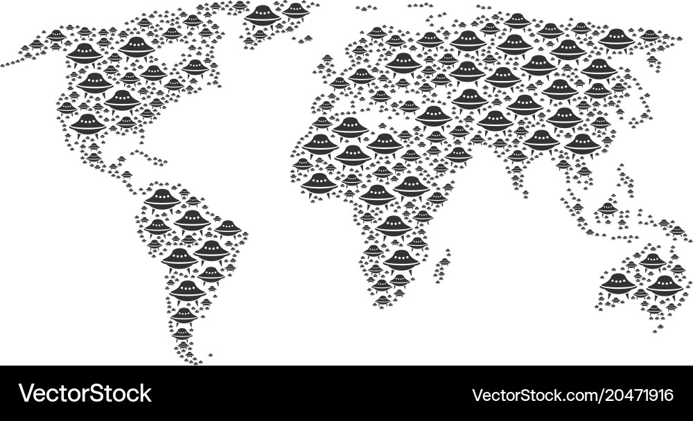 Global atlas pattern of space ship items vector image
