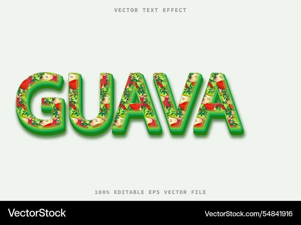 Guava 3d text effect realistic textured eps Vector Image