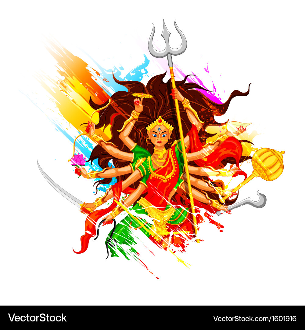 Happy Dussehra with Durga Vector Image