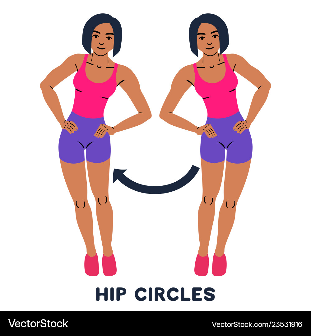 Hip circles sport exersice silhouettes of woman Hip circles sport exersice silhouettes of woman vector image