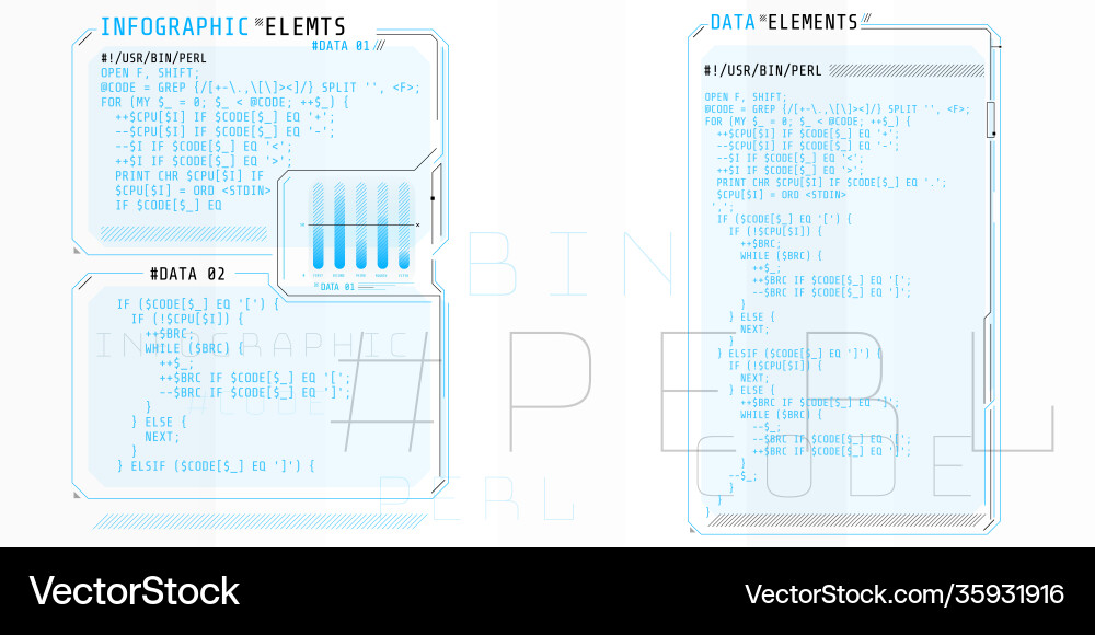 Hud Schnittstellenelemente mit Teilcode perl Hud Schnittstellenelemente mit Teilcode perl vektorbild