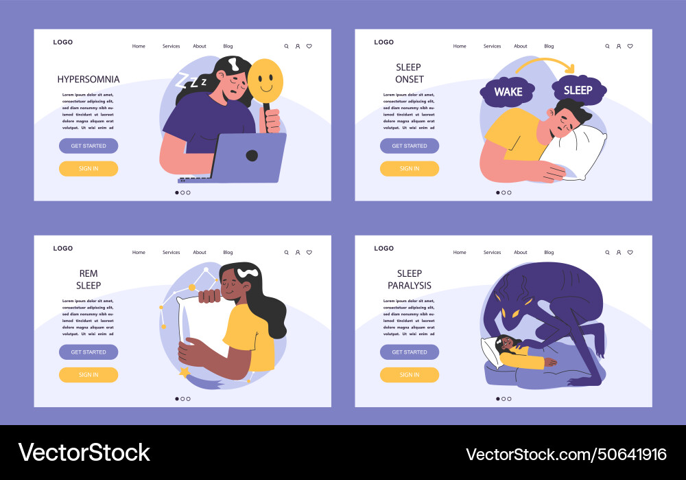 Insomnia web or landing set diverse characters Insomnia web or landing set diverse characters vector image