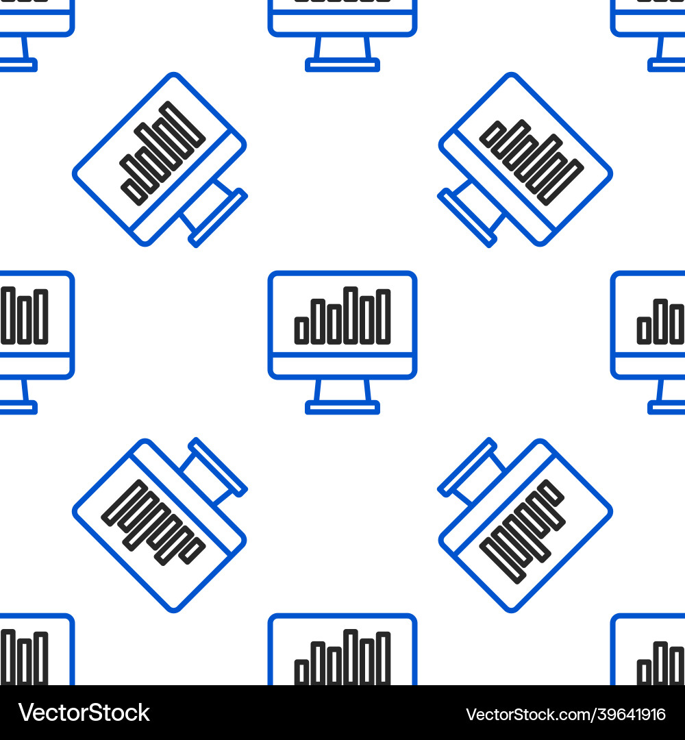 Line computer monitor with graph chart icon Line computer monitor with graph chart icon vector image