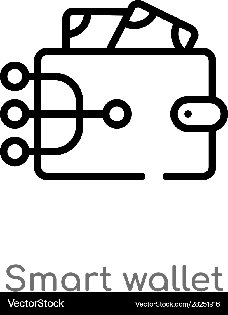 Outline smart wallet icon isolated black simple Outline smart wallet icon isolated black simple Vector Image