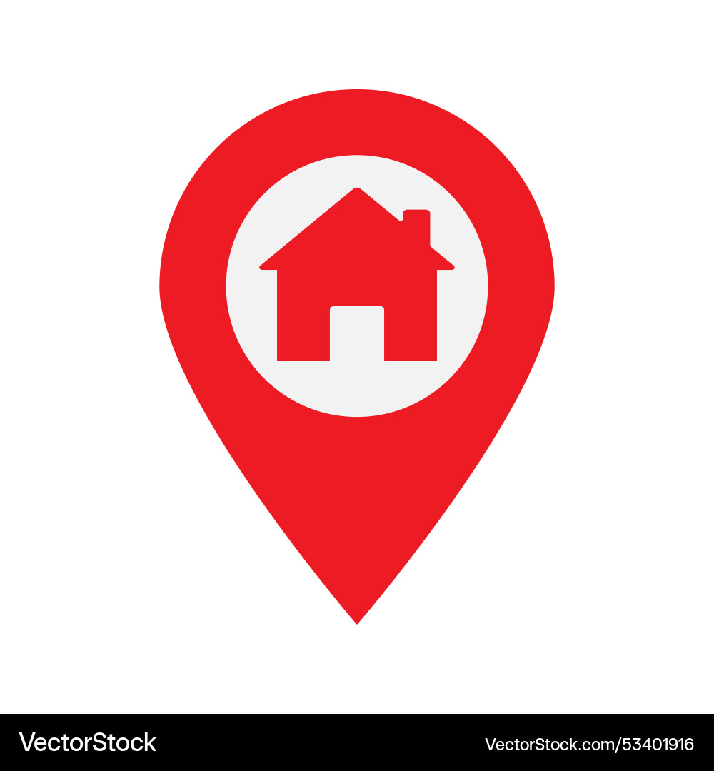 Red location pointer with a house icon vector image