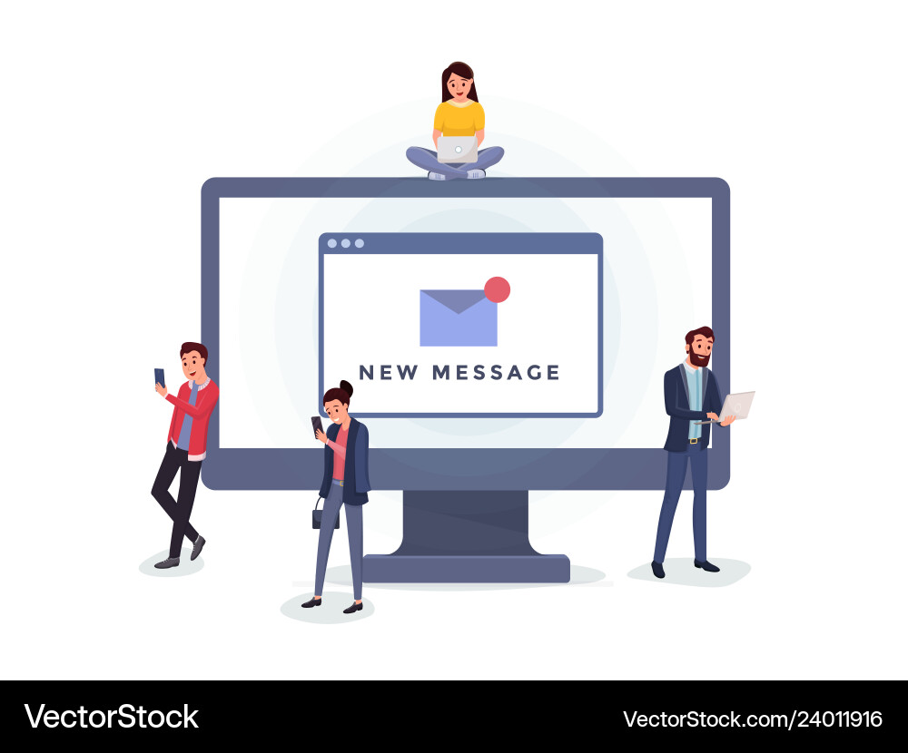 Smiling people messaging via internet Smiling people messaging via internet vector image