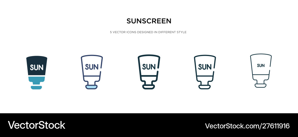 Sunscreen icon in different style two colored vector image