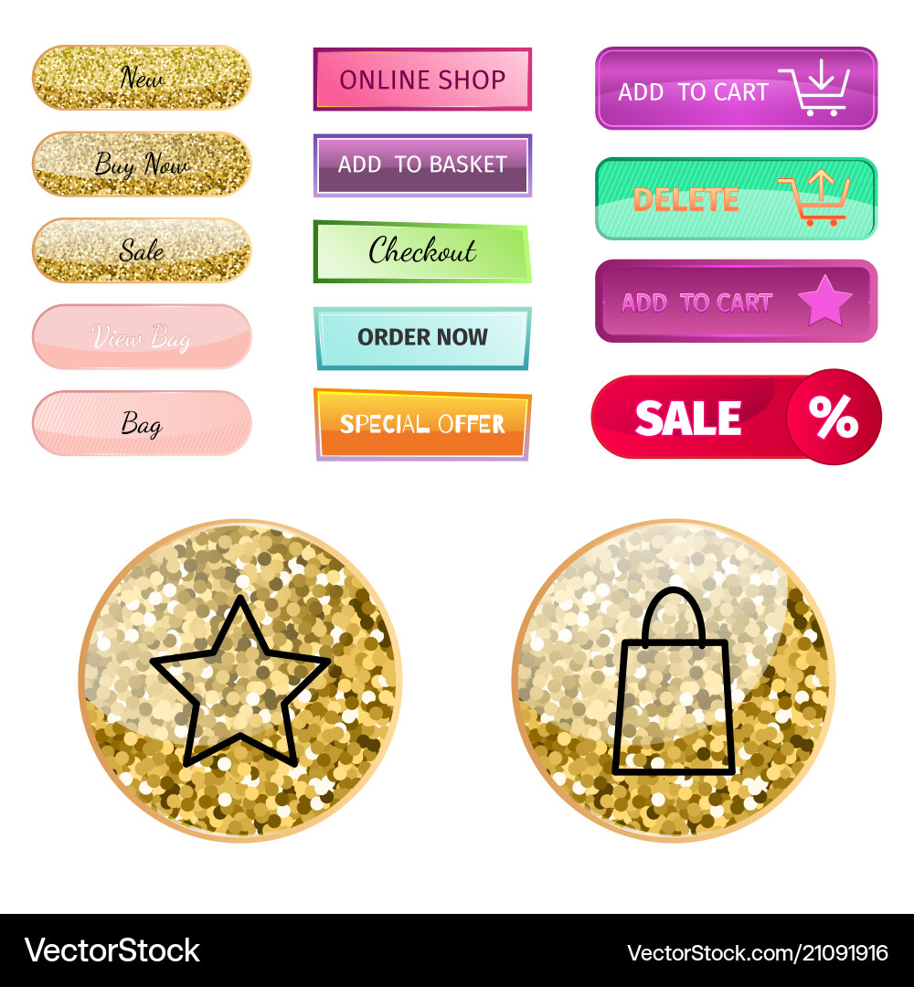 Web elements shop buttons buy element cart Web elements shop buttons buy element cart vector image