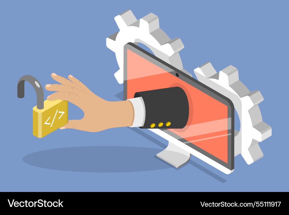 3d isometric flat of open 3d isometric flat of open vector image