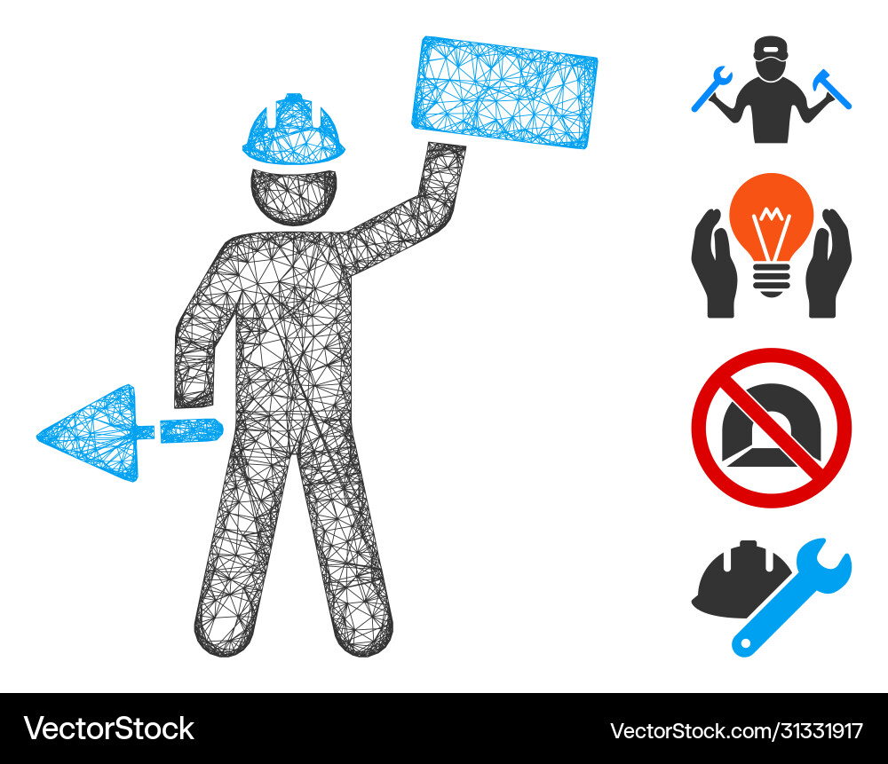 Brickwork builder web mesh Brickwork builder web mesh vector image