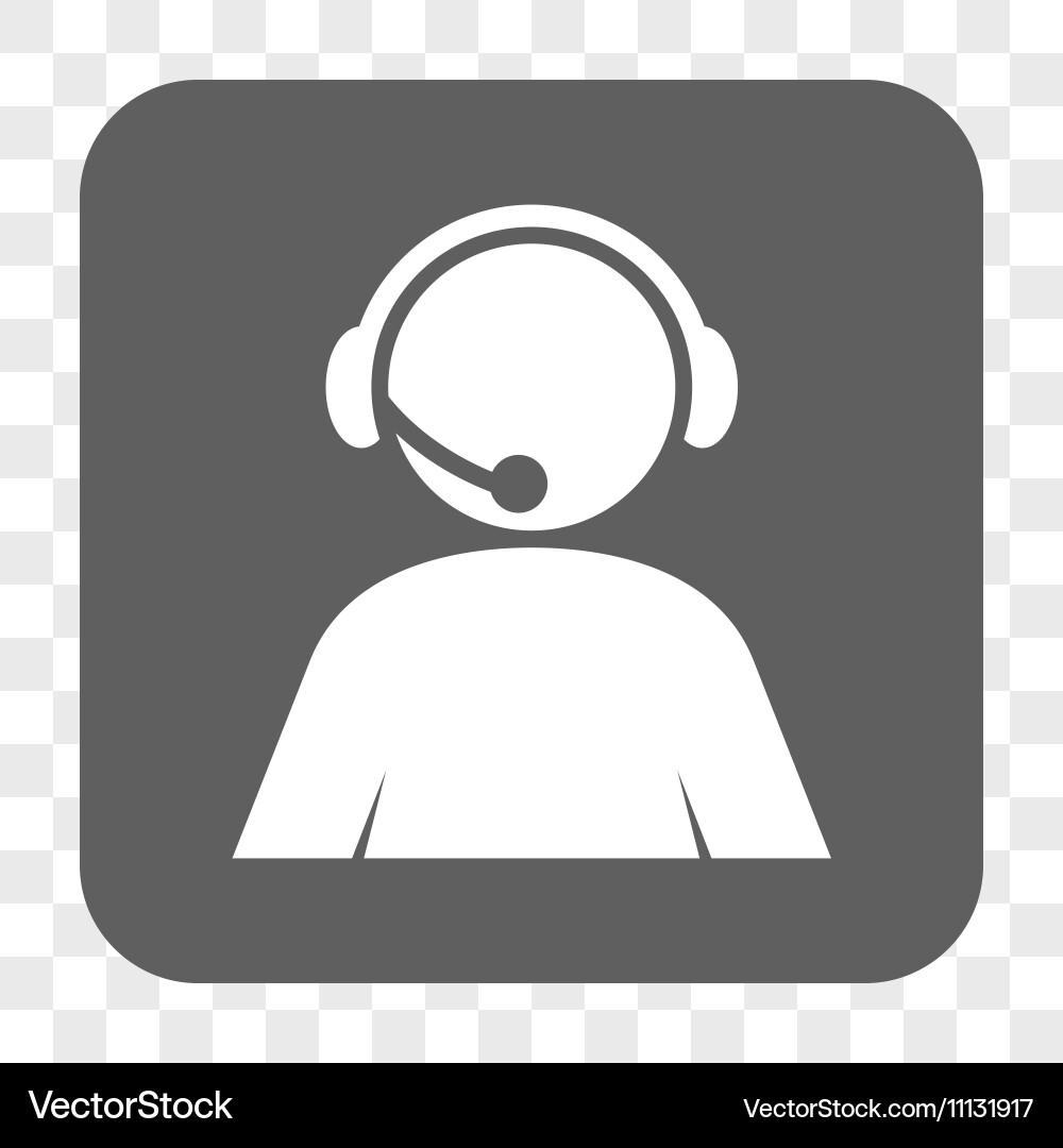 Call center operator rounded square button vector image