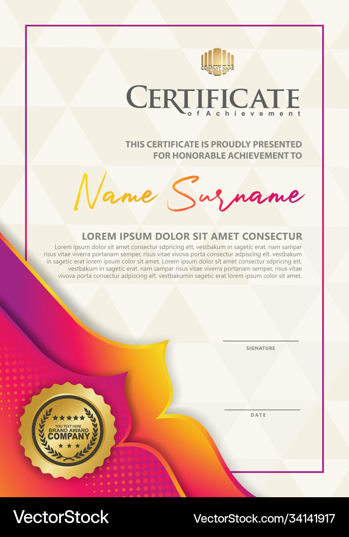 Certificate template with dynamic and futuristic Vector Image