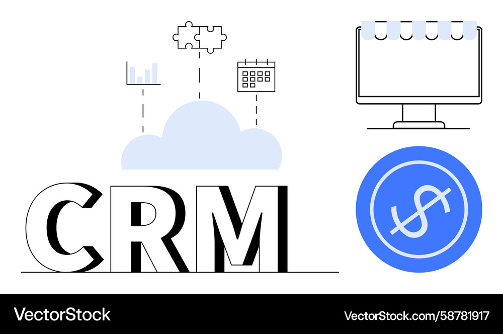Cloud-based crm system integrating data analytics Cloud-based crm system integrating data analytics Vector Image