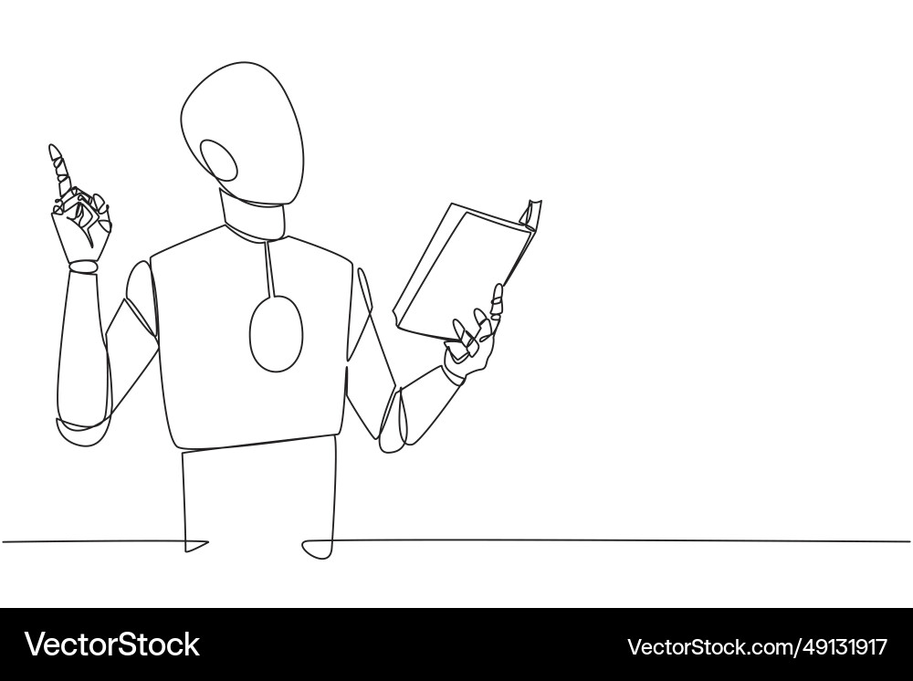 Continuous one line drawing robot standing Continuous one line drawing robot standing vector image