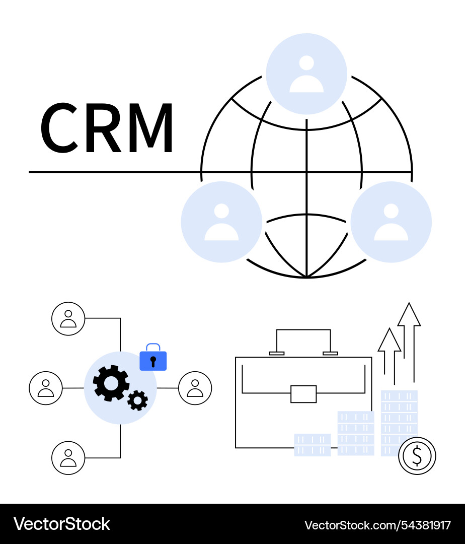 Crm concept with globe connected user icons Crm concept with globe connected user icons vector image