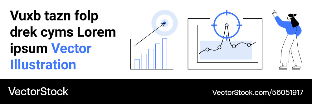 Data analysis process with graph chart target Data analysis process with graph chart target vector image