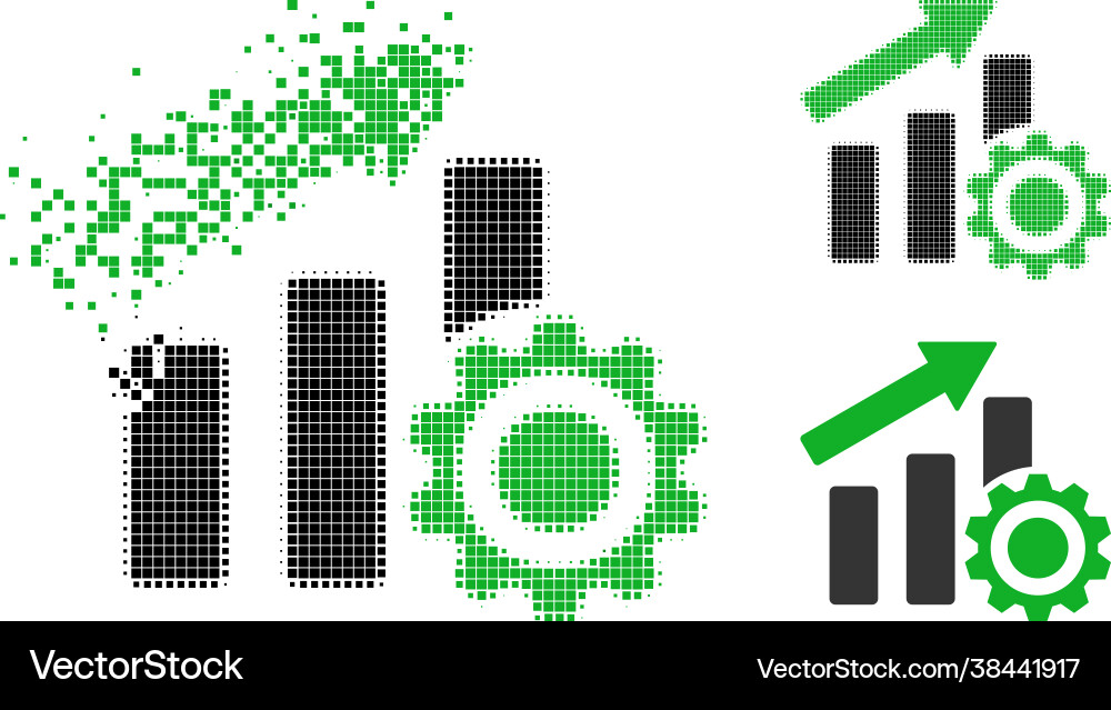 Dissolving dotted progress chart settings icon Vector Image