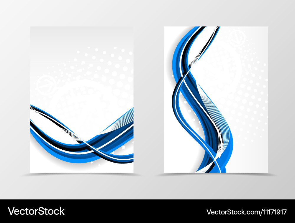 Front and back dynamic wave flyer template design vector image