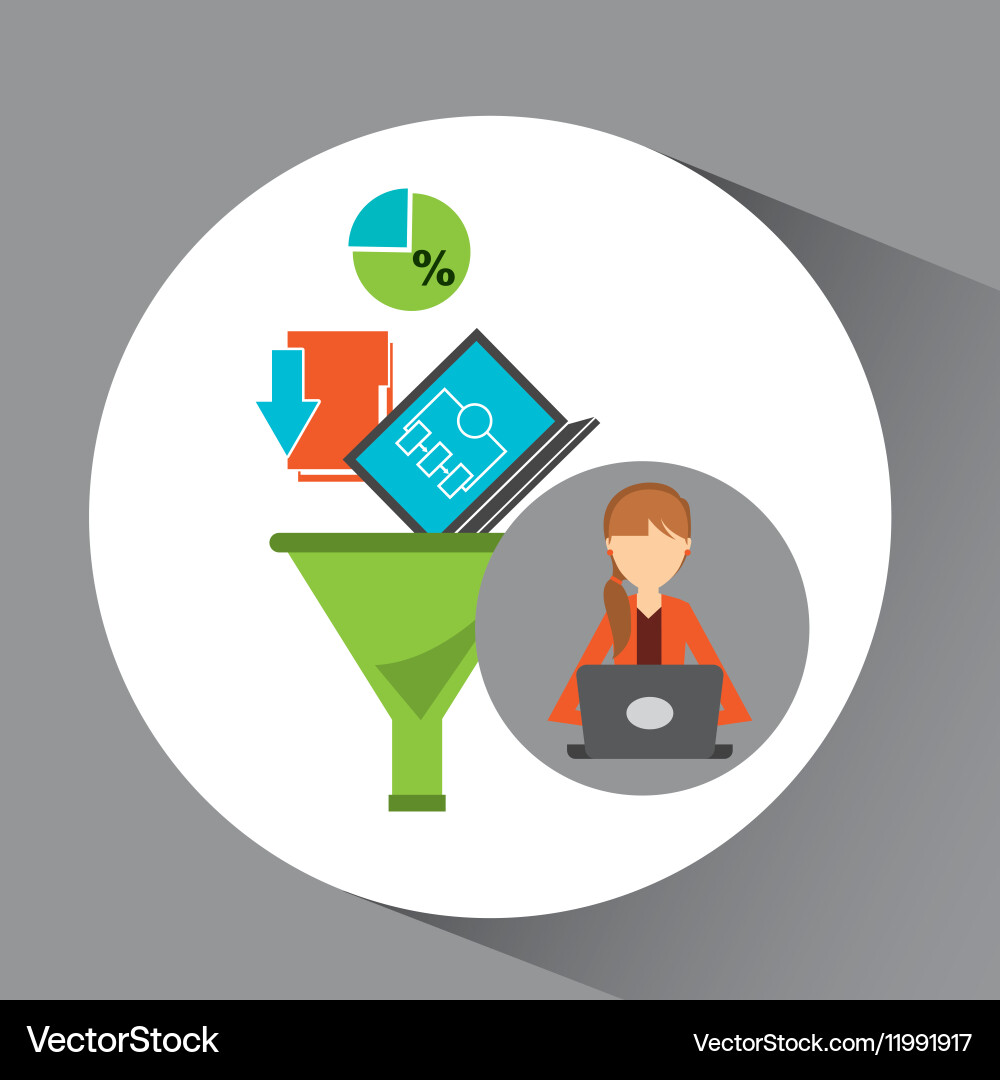 Girl using computer data analysis Vector Image