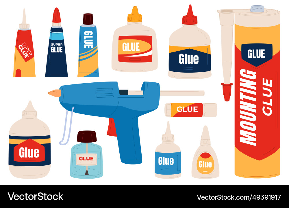 Glue for gluing various types of objects tubes Glue for gluing various types of objects tubes vector image