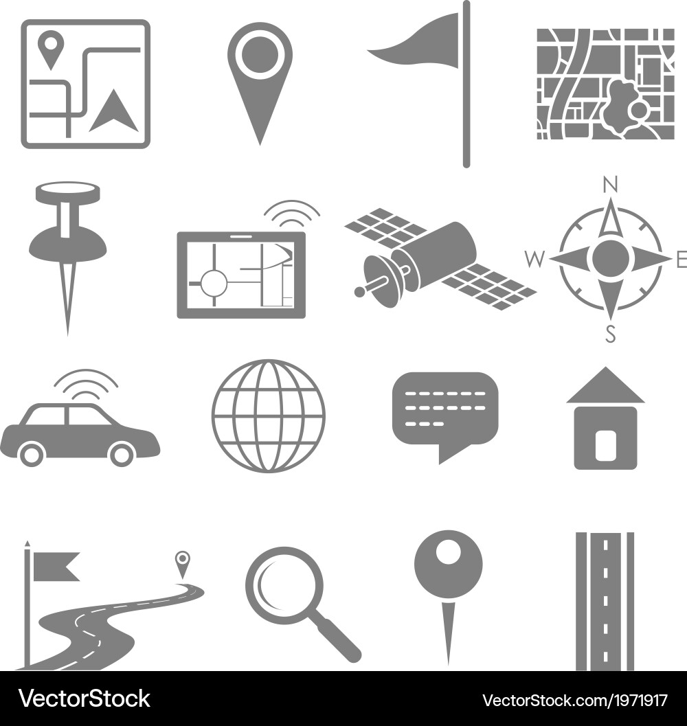 GPS Navigation Icon Set vector image