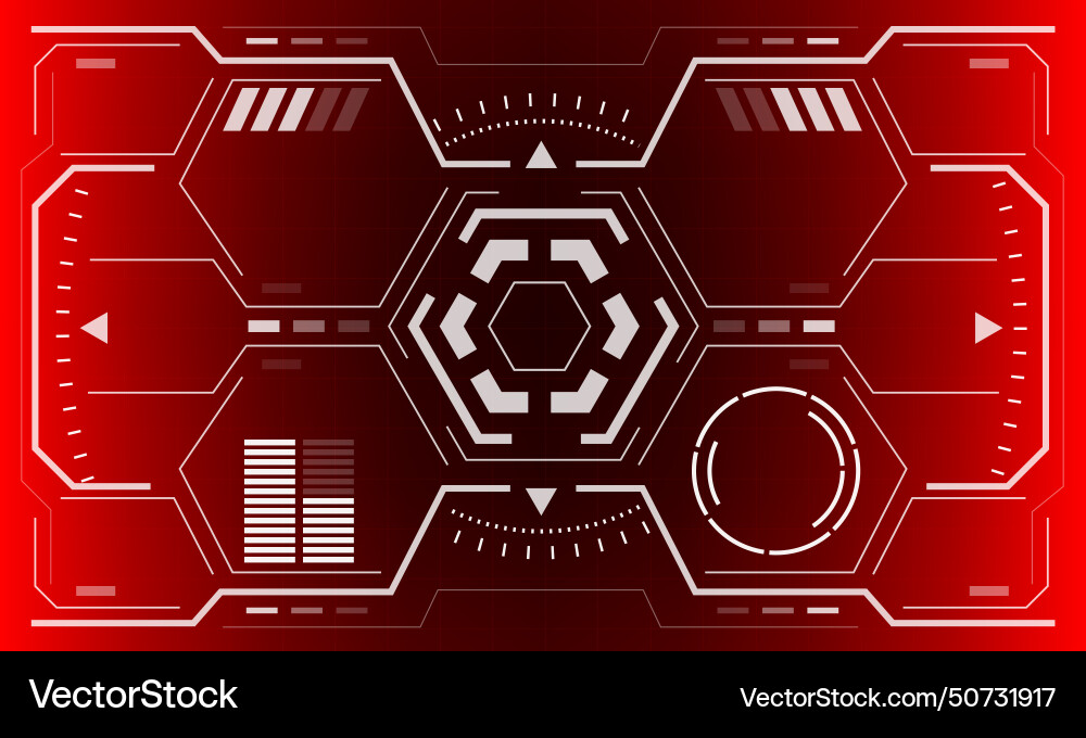 Hud sci-fi interface screen view white hexagon Hud sci-fi interface screen view white hexagon vector image
