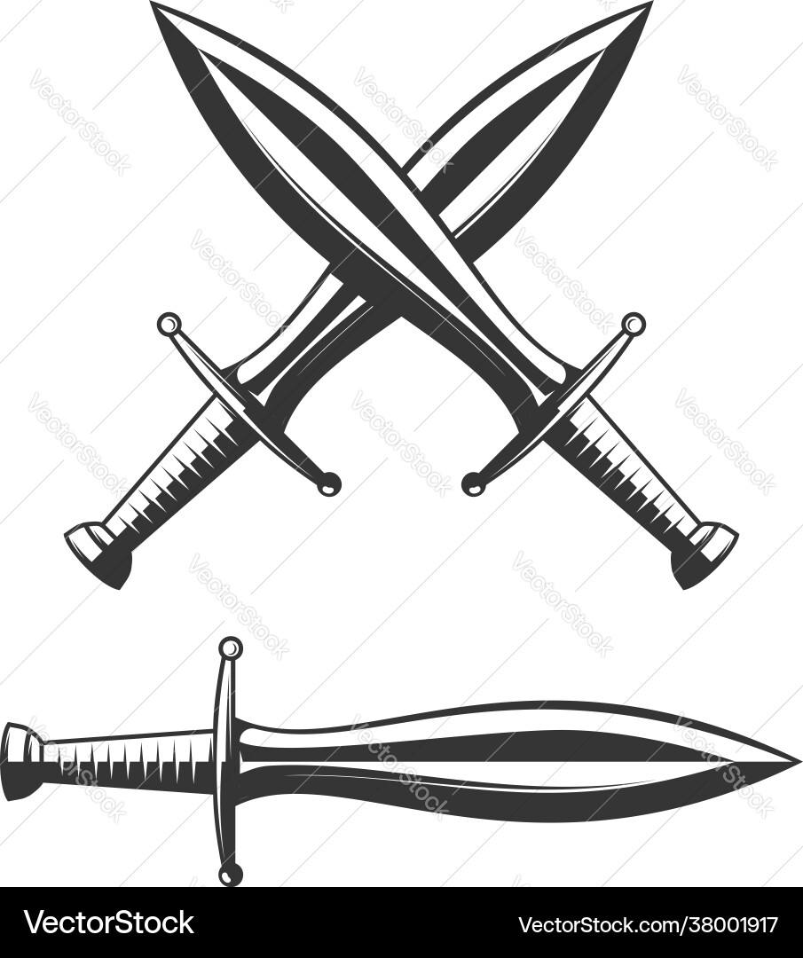 Knight swords in monochrome style design element Knight swords in monochrome style design element vector image
