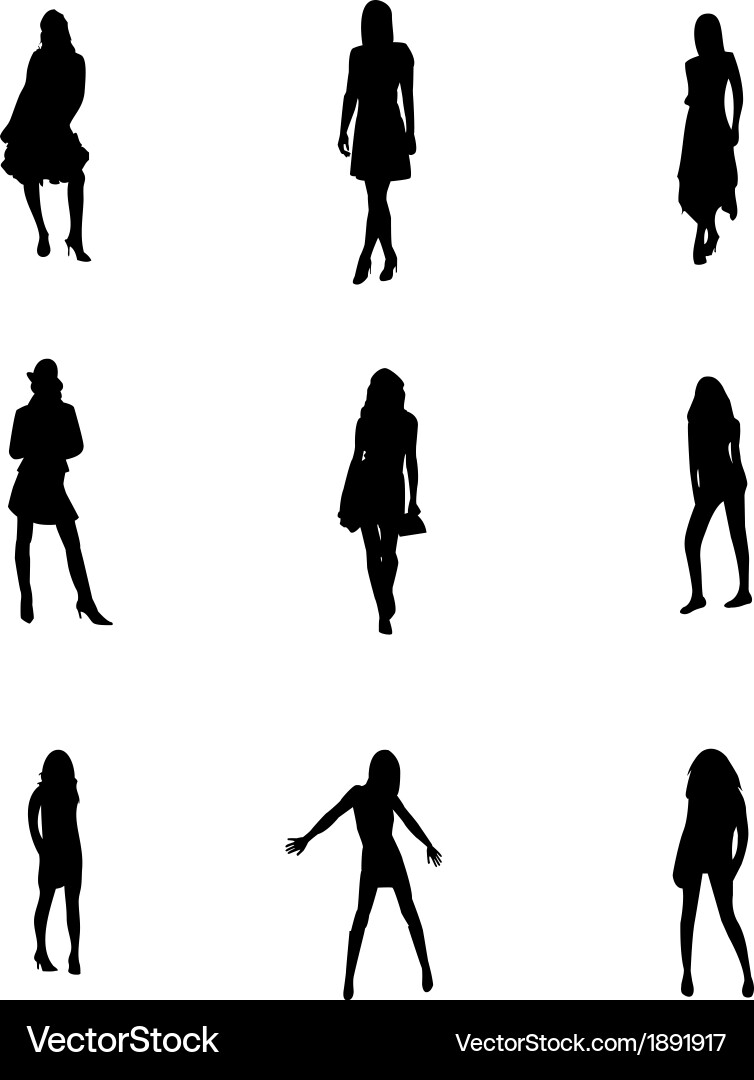 Mädchen Silhouette Set Lizenzfreies Vektorbild