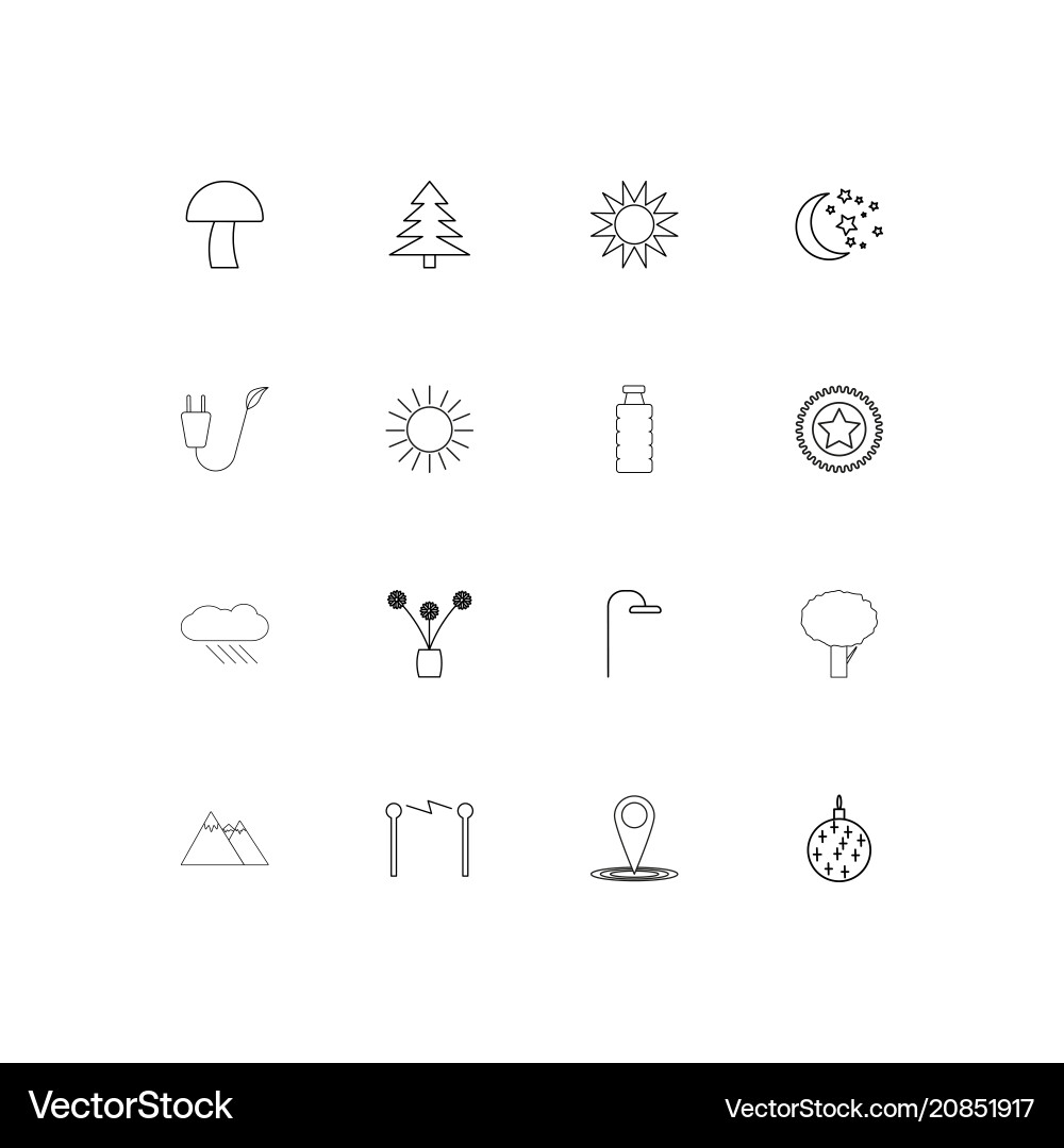 Nature linear thin icons set outlined simple vector image