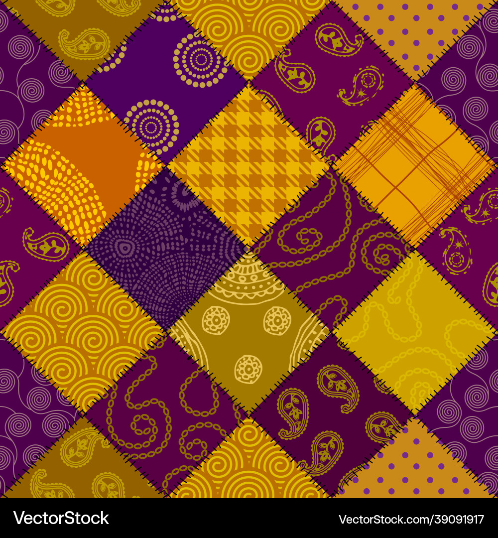 Patchwork textile pattern seamless quilting Patchwork textile pattern seamless quilting vector image