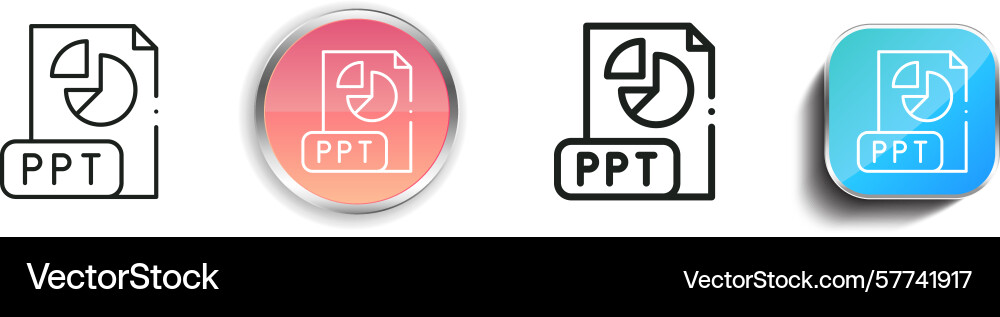 Ppt icon thin linear regular and button style vector image