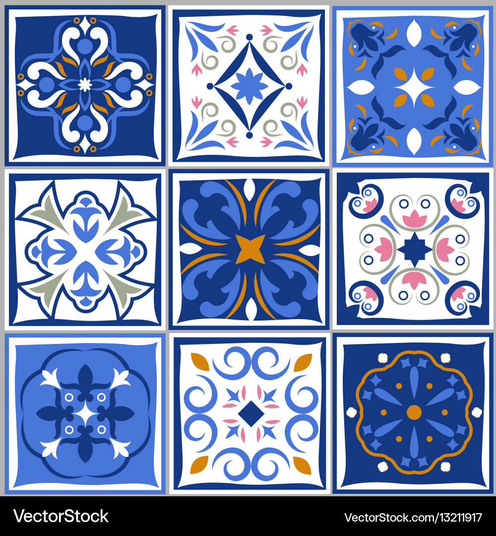 Spanish Ceramic Tile Mosaic Vector Image