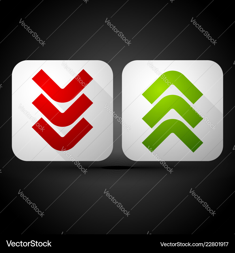 Stylish gray upload download buttons arrows cast Vector Image