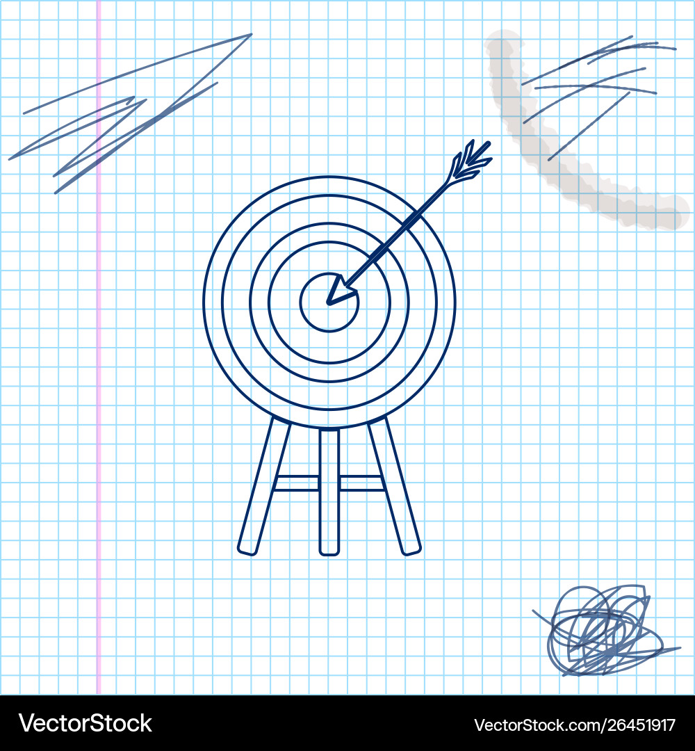 Target with arrow line sketch icon isolated Target with arrow line sketch icon isolated Vector Image